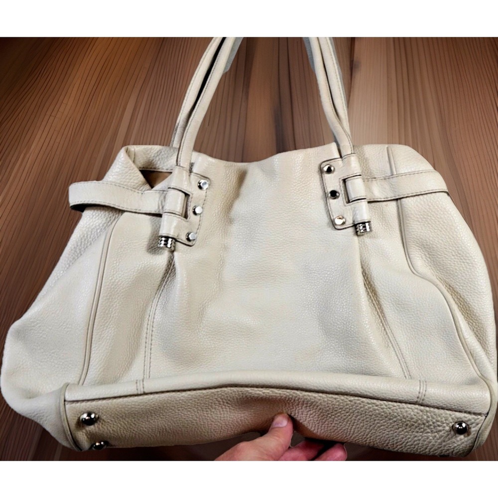 Banana Republic‎ Large Ivory Pebbled Leather Handbag Satchel Bag